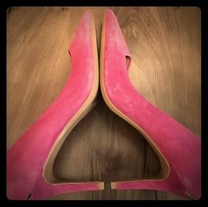 Pink suede pumps